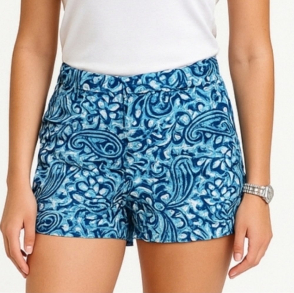 NEW Michael Kors Blue Cotton Paisley Short 14